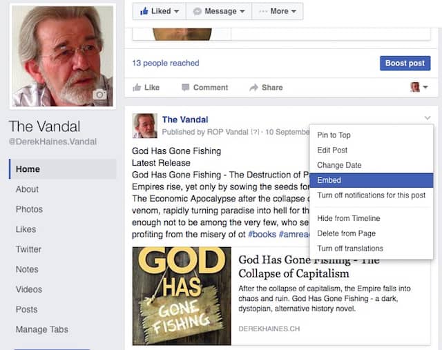 facebook embed book promotion link