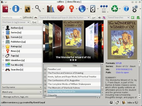 Calibre book publishing software for ebooks