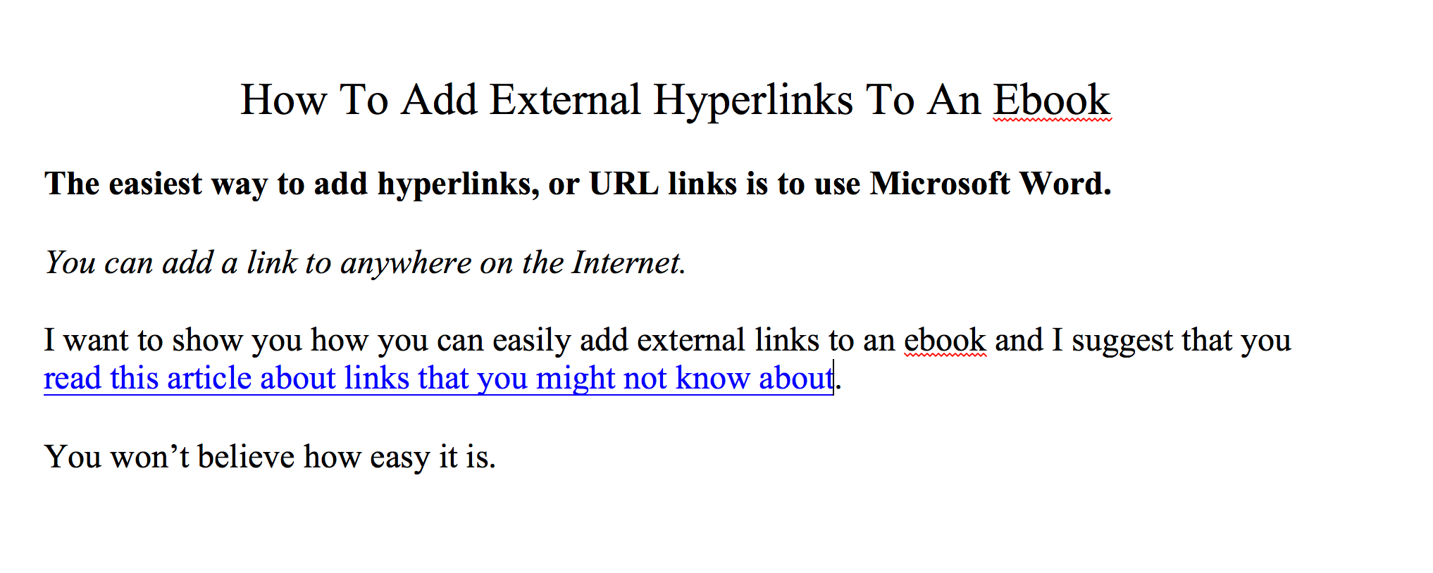 How to add a hyperlink to an ebook slide five