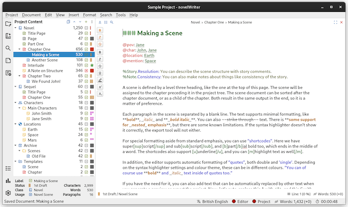 novelWriter Editor