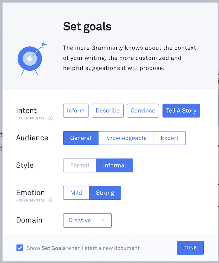 set writing goals