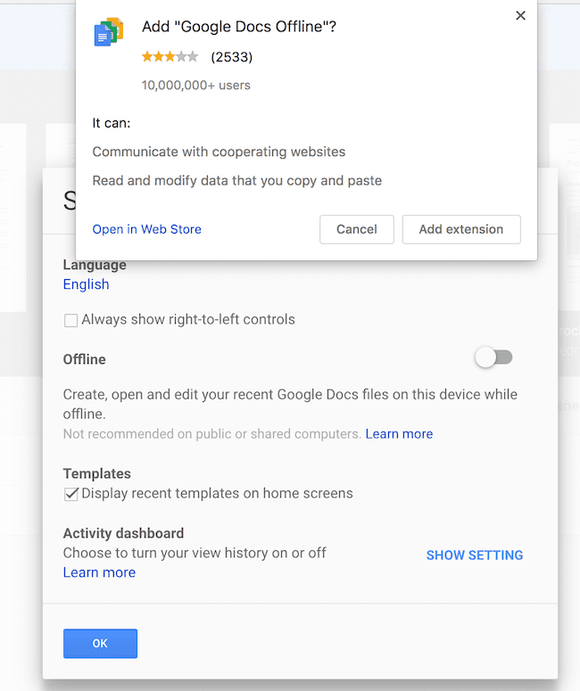 Google Docs extension