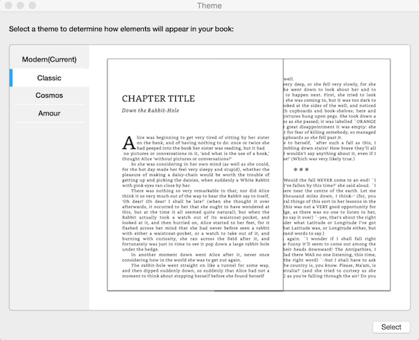 How to select and use a preset theme in Kindle Create