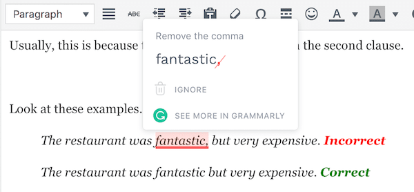 how to correct commas with grammarly