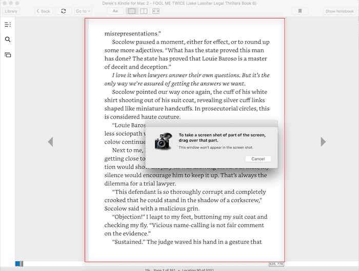 how to print an ebook with a screenshot