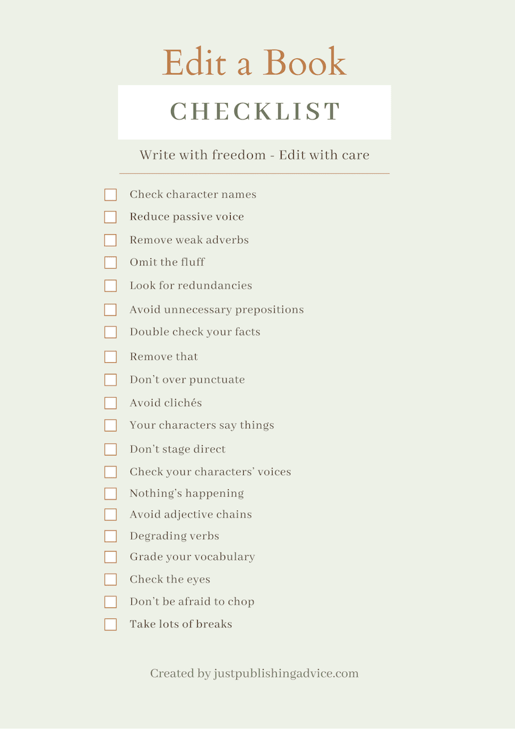 how to edit a book checklist