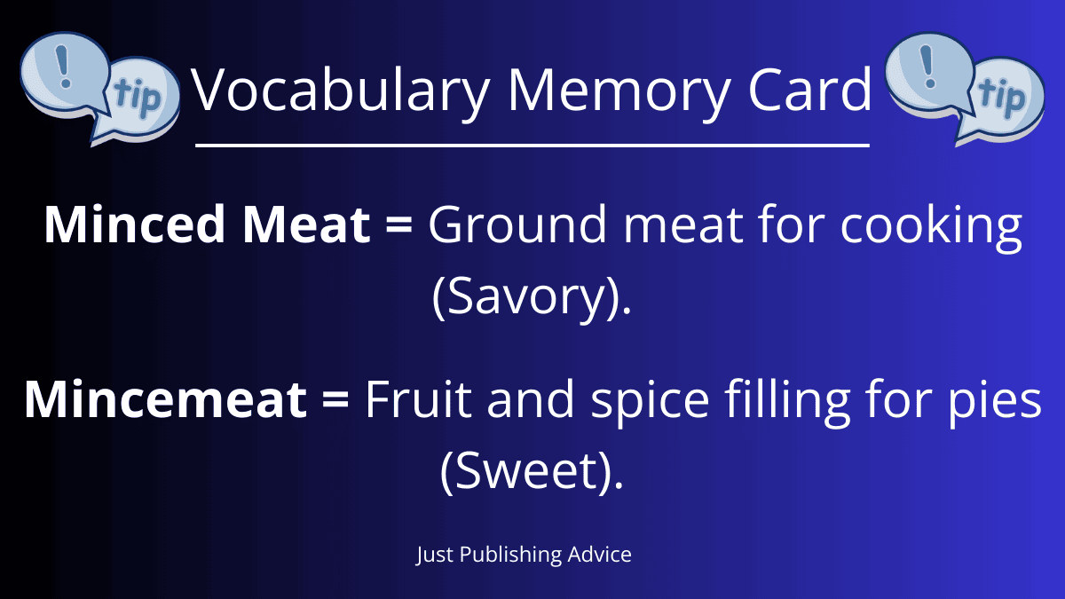 Vocabulary Memory Card Minced Meat And Mincemeat Vocabulary Memory Card Minced Meat And Mincemeat