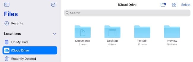 Files App on iPad