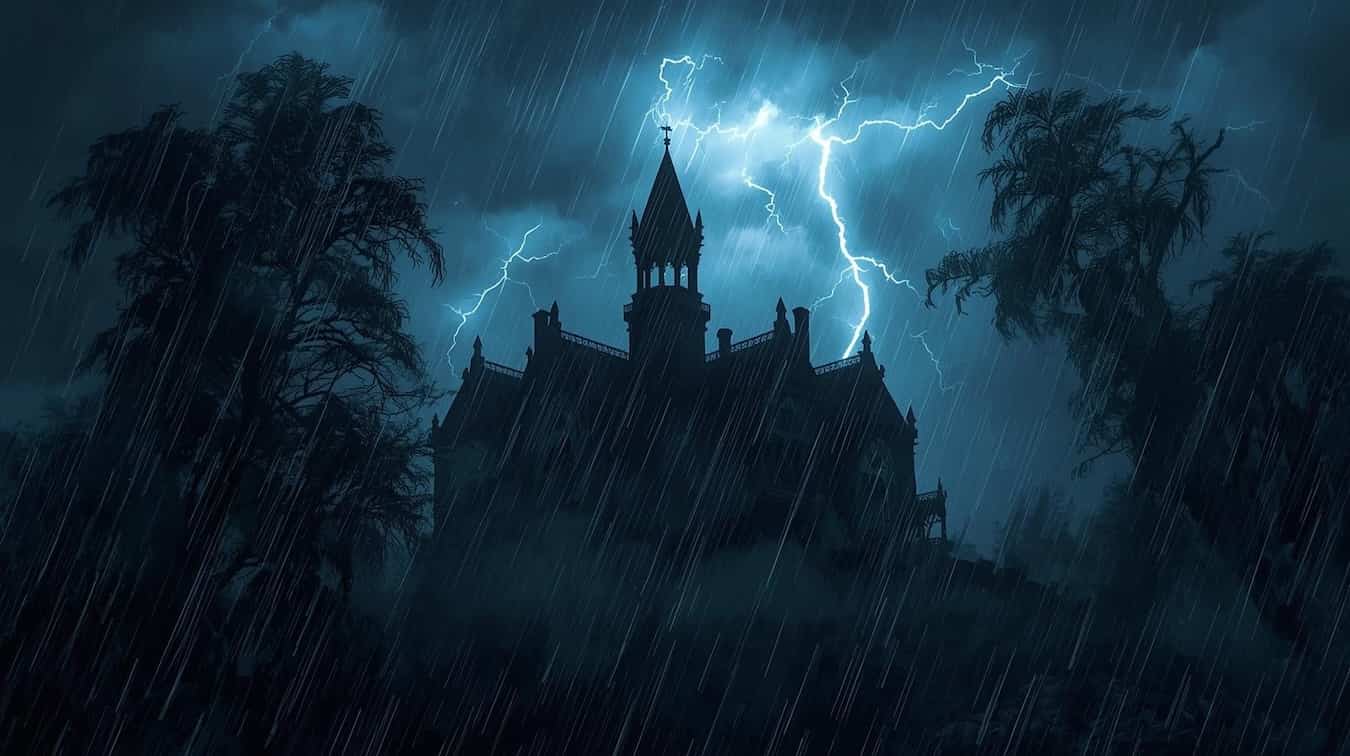 An image based on the phrase, it was a dark and stormy night