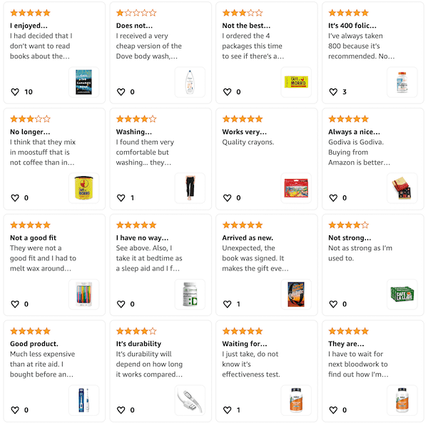 multiple product reviews