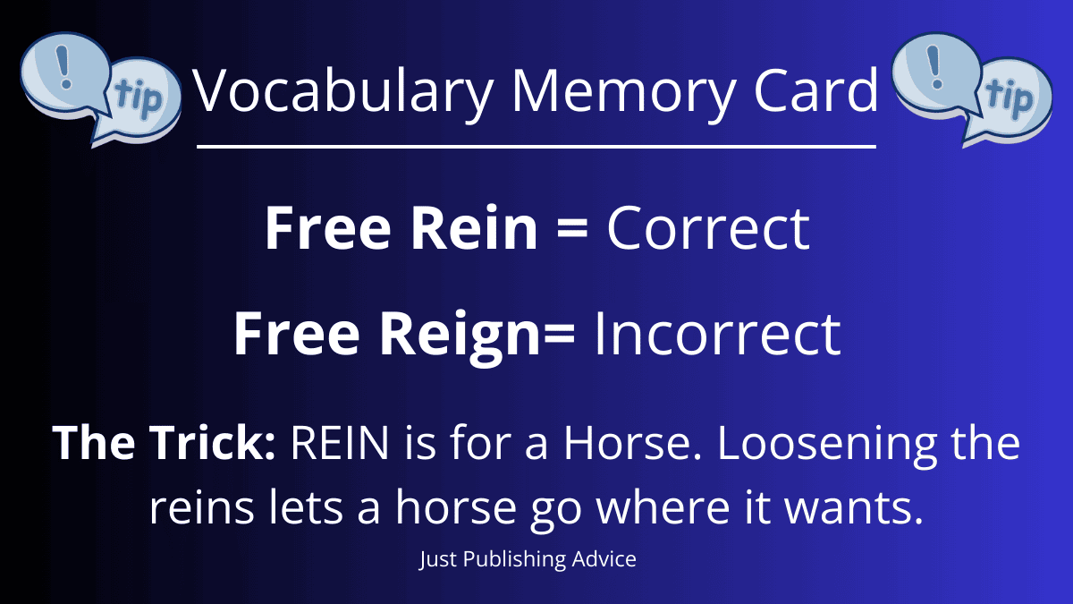 Vocabulary Memory Card Free Rein And Free Reign