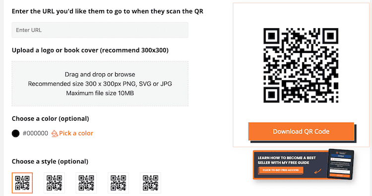 Kindlepreneur QR Code Generator