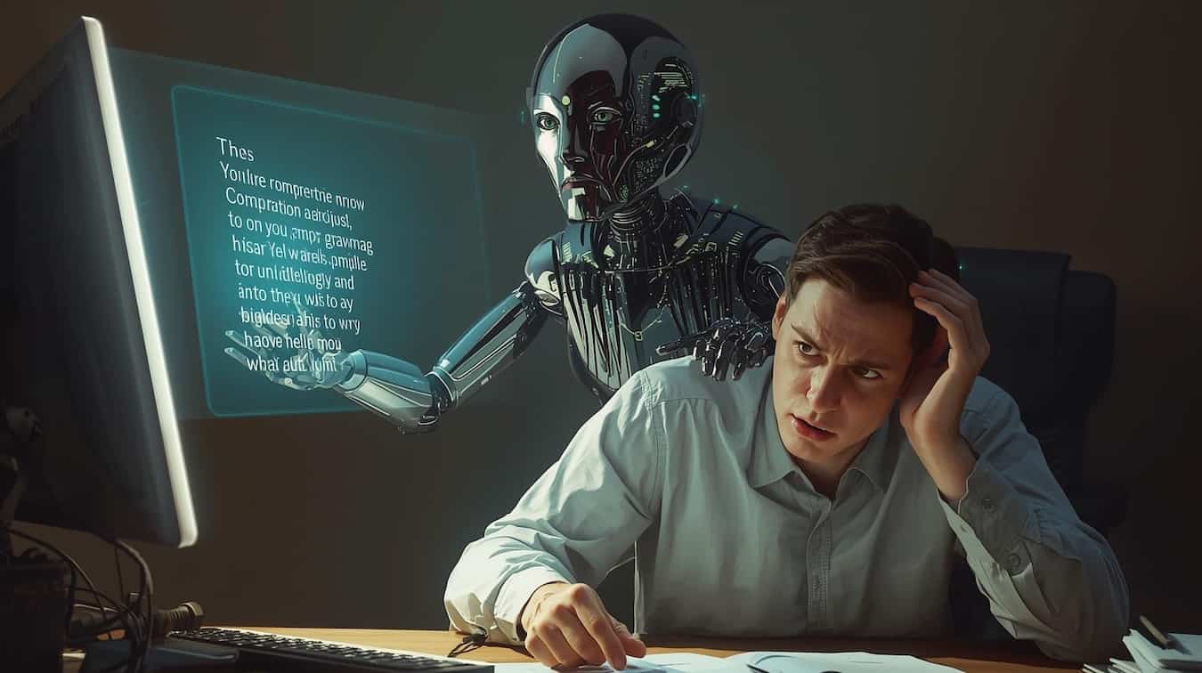 An annoying AI grammar checker offering AI advice a writer doesn't want or need