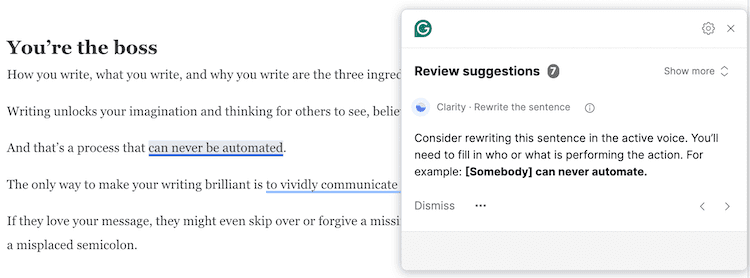 Rewrite suggestions