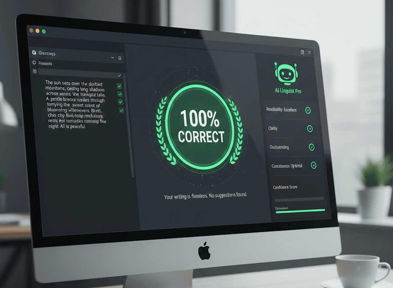 An AI grammar checker giving a perfect 100% score An AI grammar checker giving a perfect 100% score