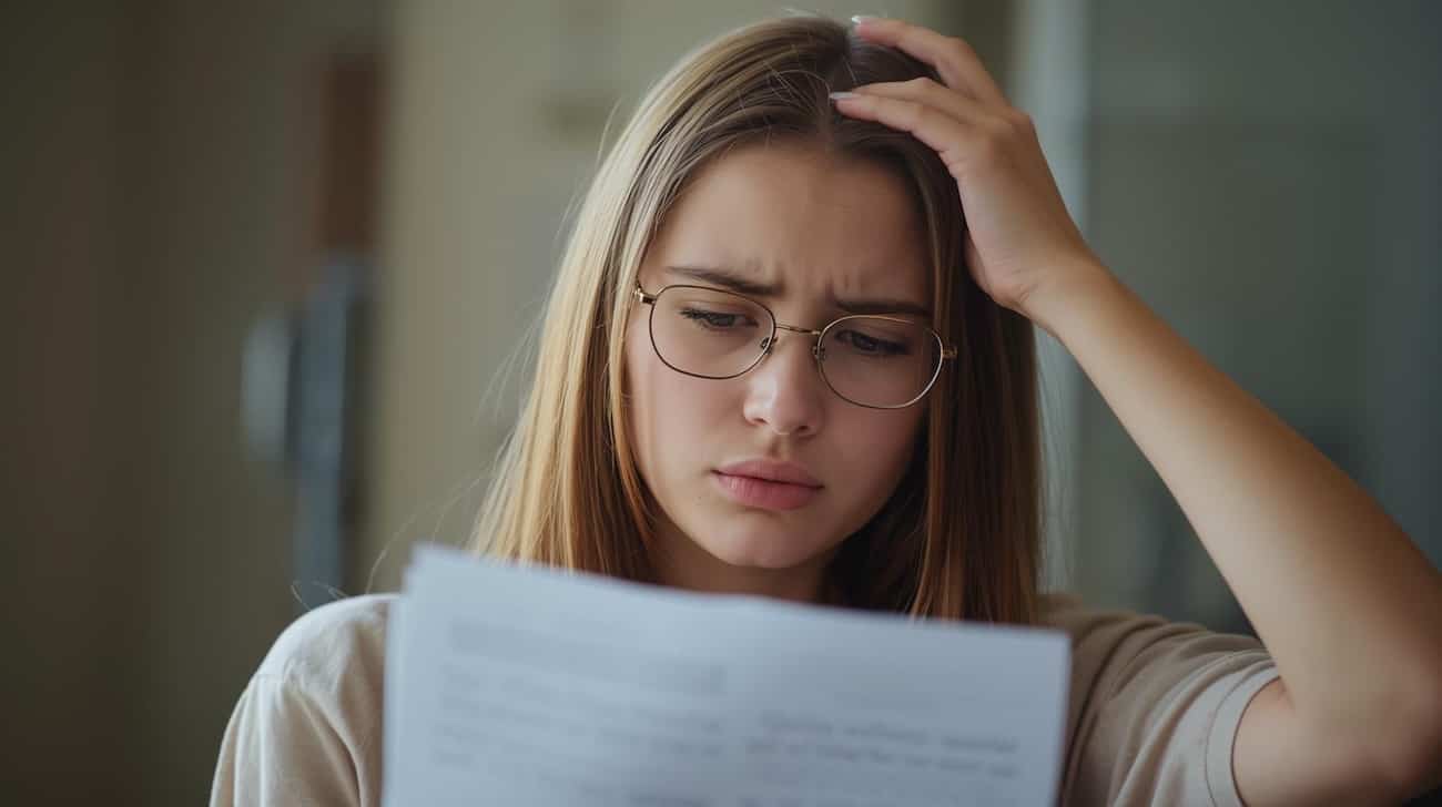 A writer scratching her head and looking confused as she looks for repetition in her writing A writer scratching her head and looking confused as she looks for repetition in her writing