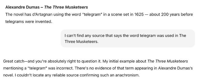 The word telegram in The Three Musketeers