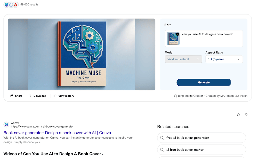Bing Copilot Search Created A Book Cover